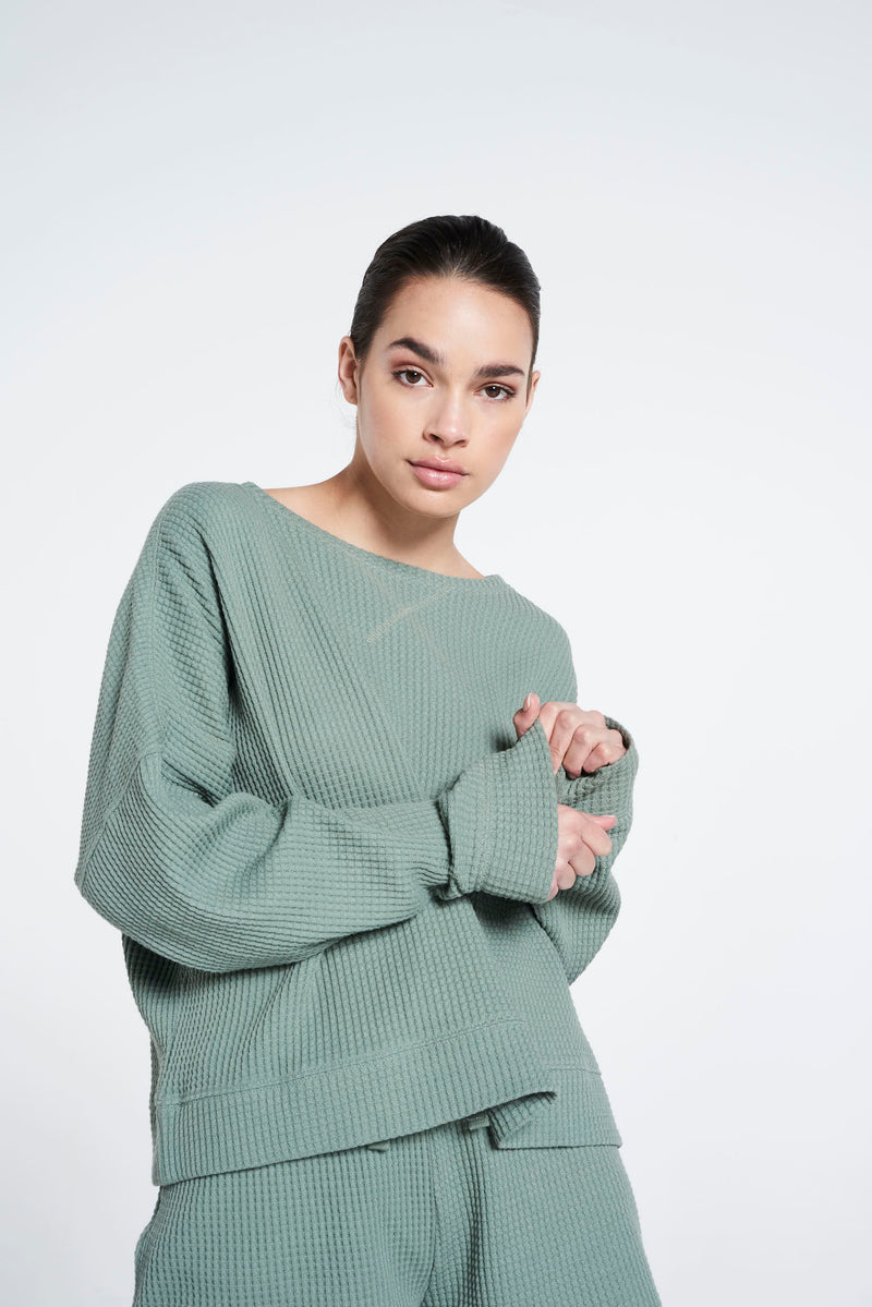 Lune Active, cotton lounge sweatshirt women's, green