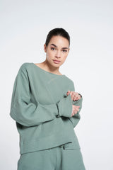 Lune Active, cotton lounge green sweatshirt women's