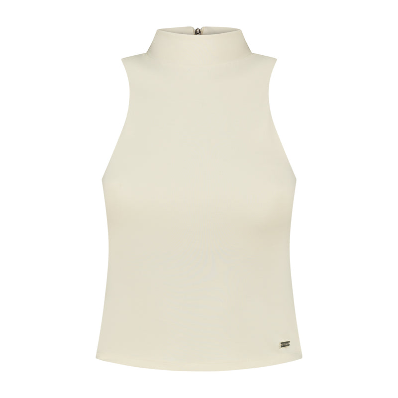 Lune Active, turtle neck sleeveless Jersey top, White