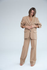 YULIAWAVE - Beige Oversized Blazer, Women