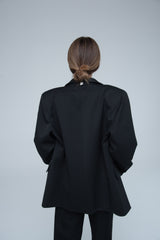 YULIAWAVE - Black Oversized Blazer, Women