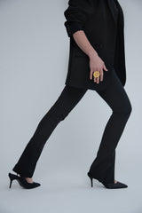 Hope black Slim fit Pants with cut