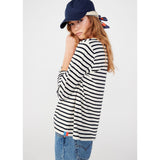 Kule Cream Black Striped Longsleeved top Women