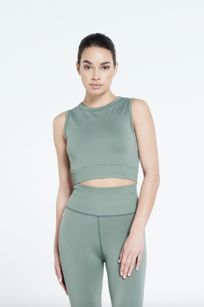 Lune Active sleeveless crop olive top