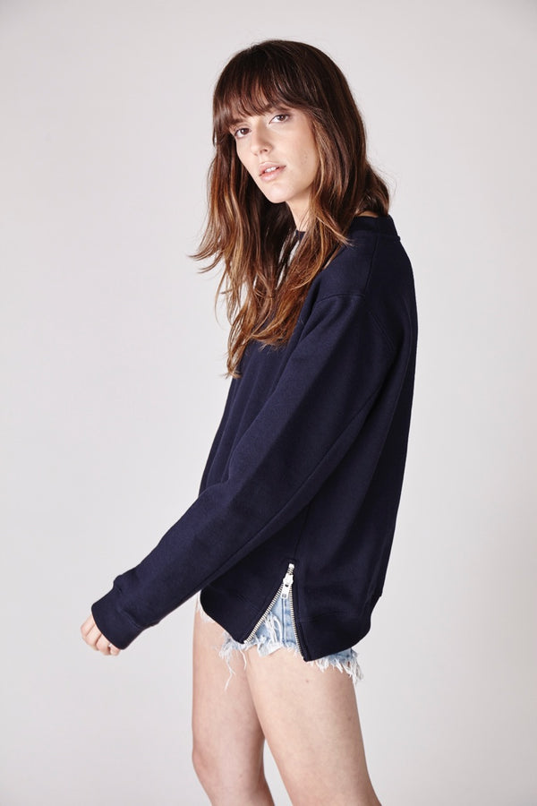 The Sept dark Blue Oversized Women's sweatshirt with zips