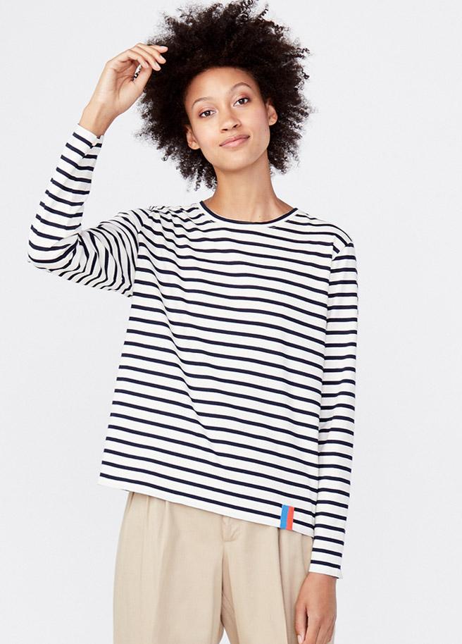 Kule White Blue Striped Longsleeved top Women