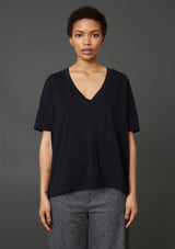 Hope We Tee, oversized Black V-neck T-shirt, Women