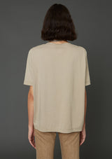 Hope We Tee, oversized Khaki beige V-neck T-shirt, Women