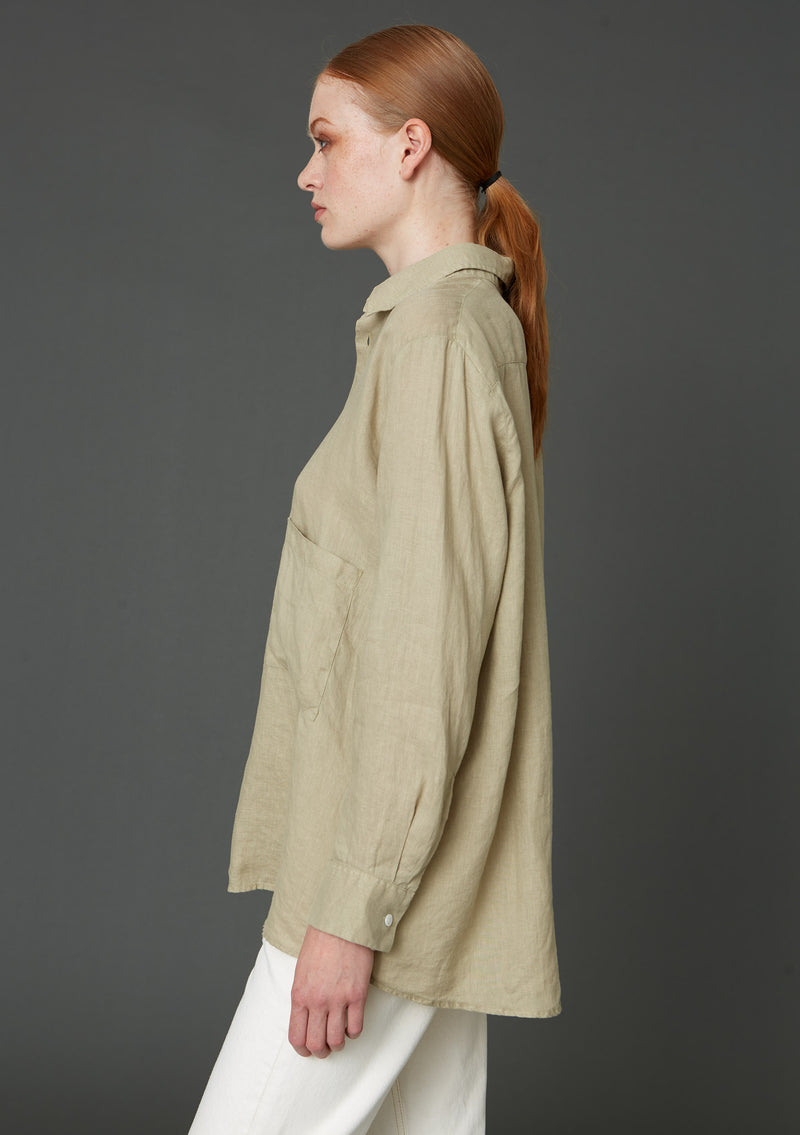 Hope Elma Linen Oversized shirt Khaki Beige Women