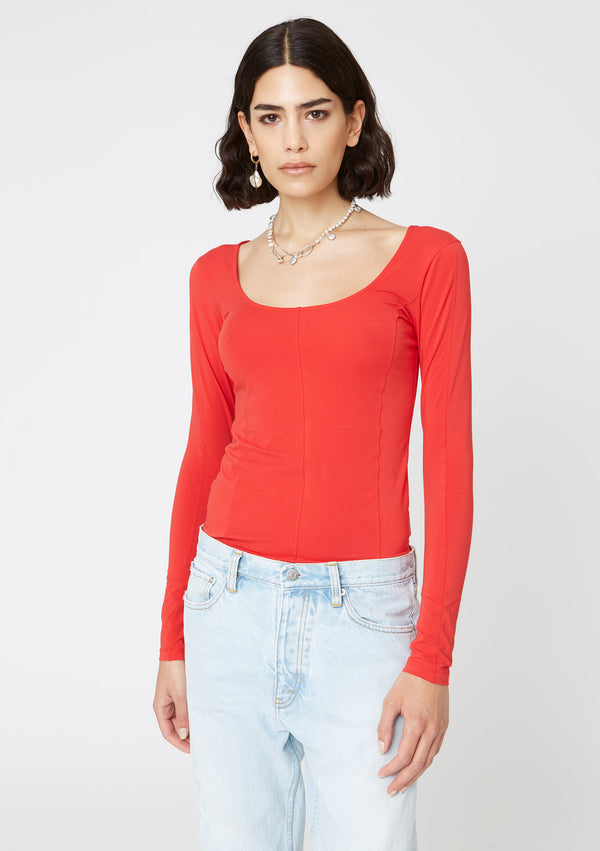 Hope Scoop Top, red longsleeve, Women