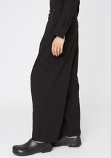 Hope Block Trousers - wide leg - black - linen-cotton - women