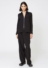 Hope Block Trousers - wide leg - black - linen-cotton - women